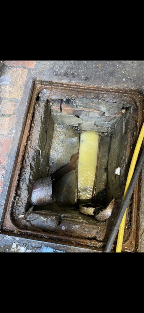 Inspection chamber during Blockage Busters drain unblocking work in Peterborough, view 1